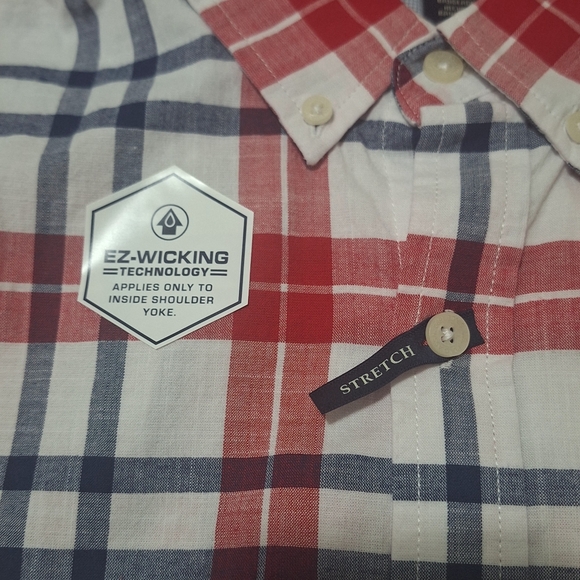 NWT U.S POLO ASSN Mens Red White Blue Plaid Button Up Short Sleeve Shirt Sz Med - Picture 5 of 9